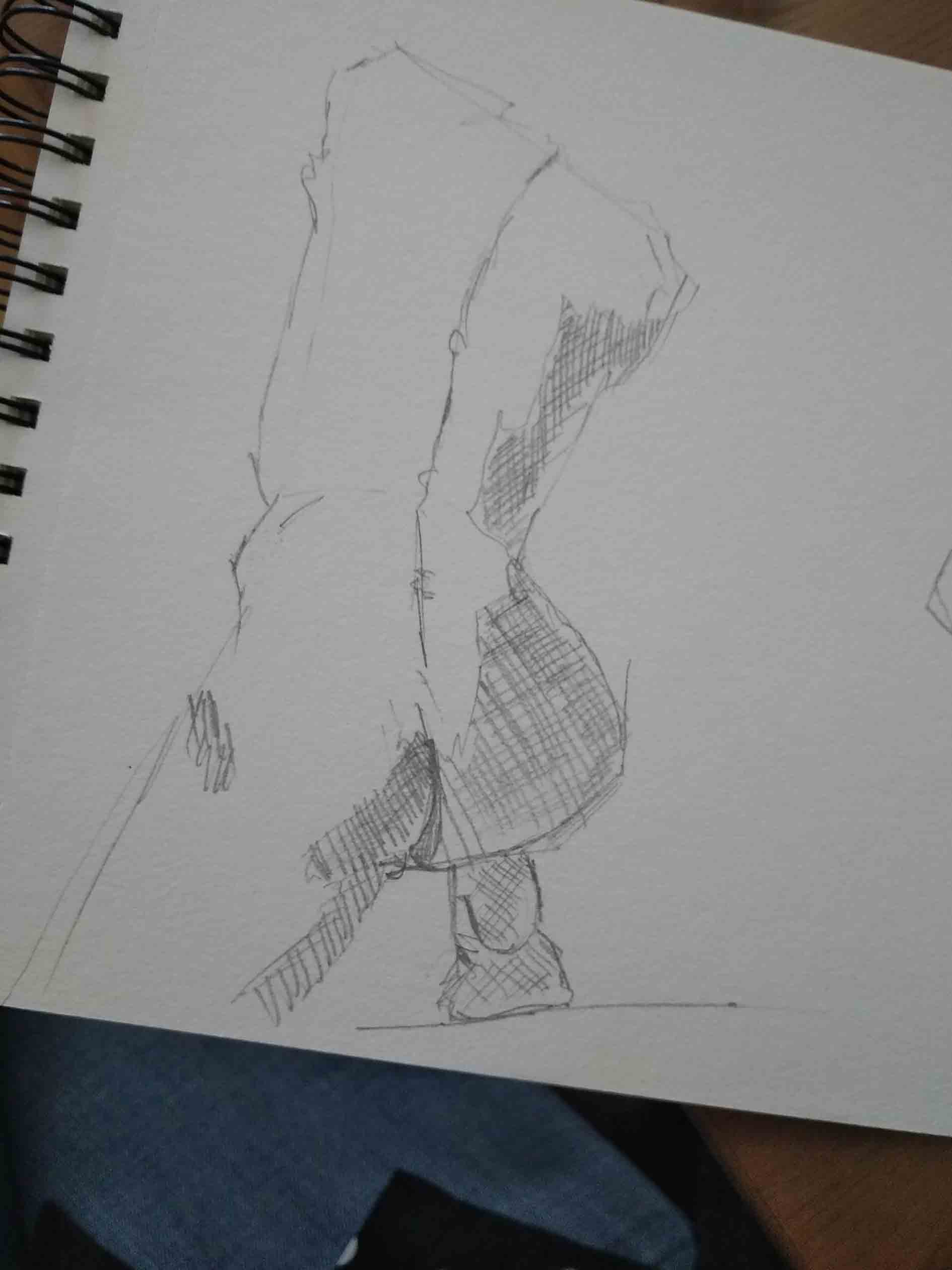 Buste de dos croqué par Béatrice à l'atelier d'art-thérapie pendant son cancer